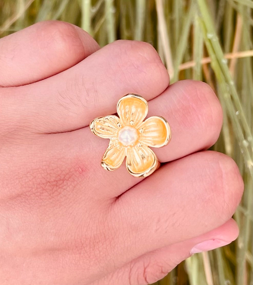 Anillo Flor Mini Perla