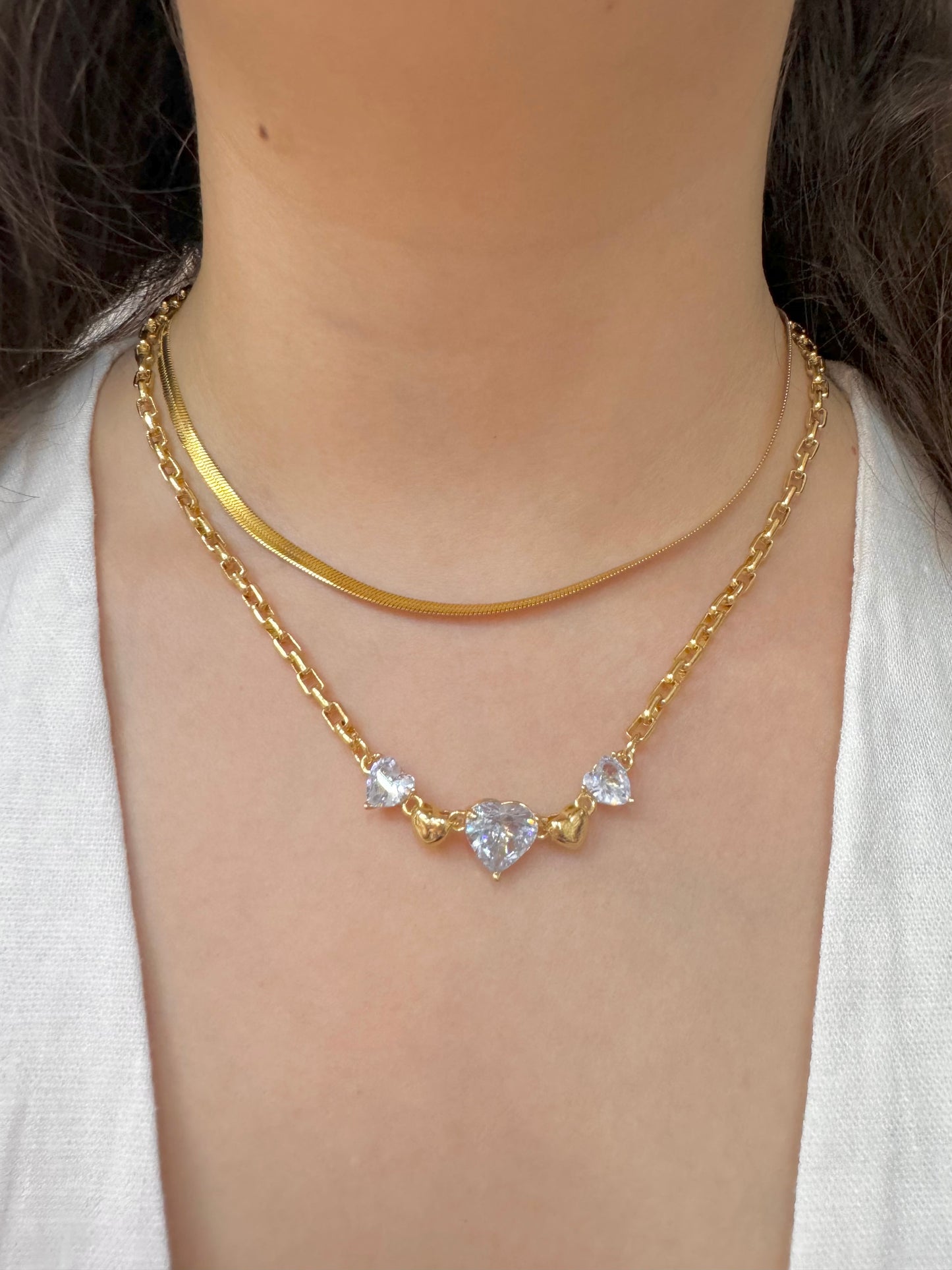 Collar Corazones de Zirconia