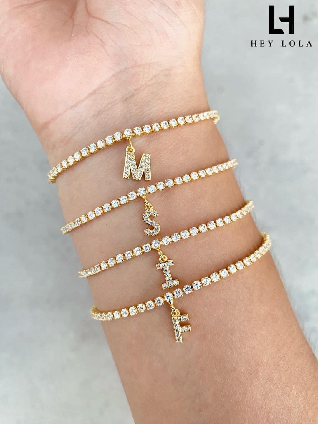 Pulseras Tipo Zirconias Personalizadas con Iniciales Chapadas en Oro