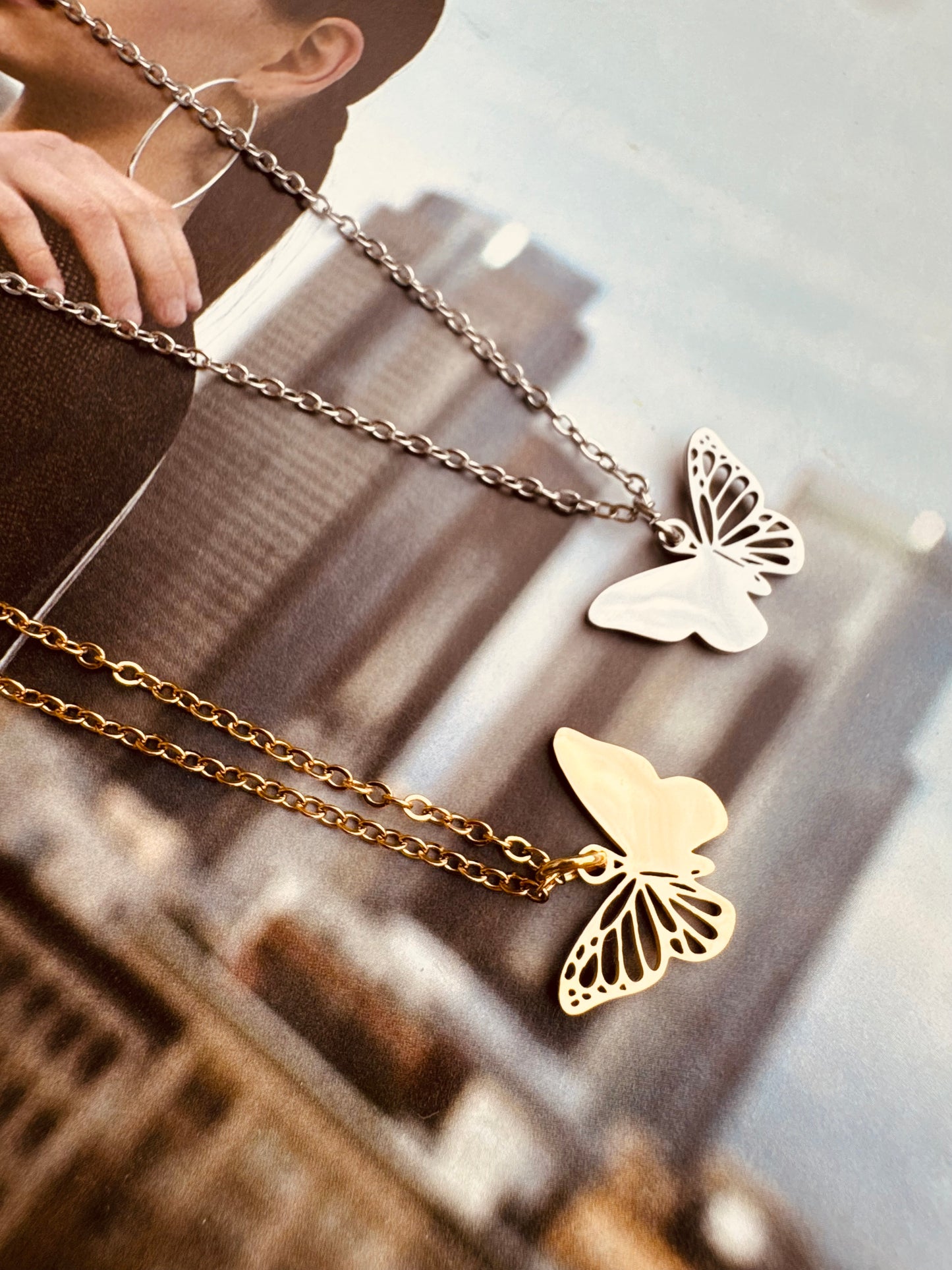 Collar Personalizado Mariposa en Acero Inoxidable