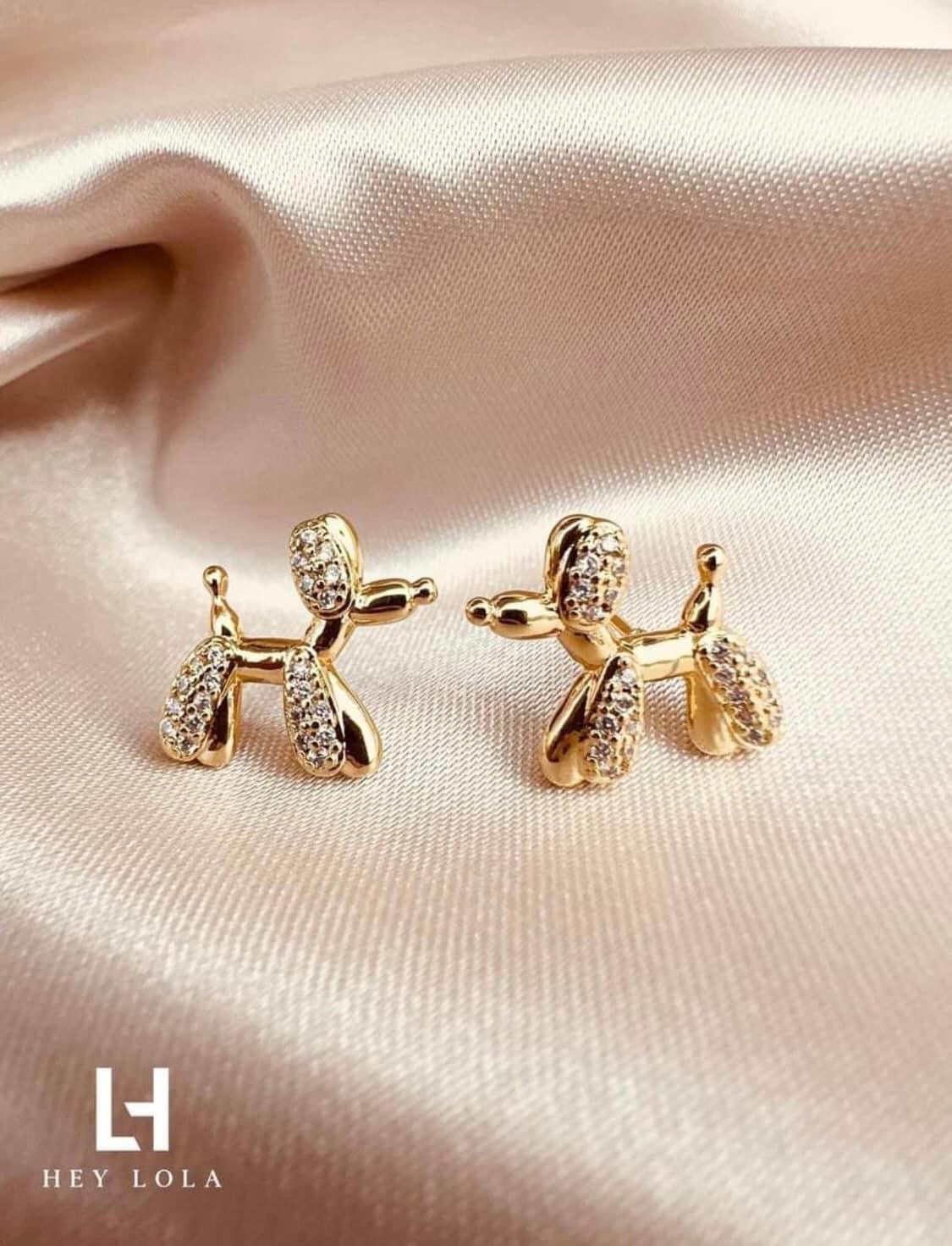Aretes de Perro Globo con Cristales