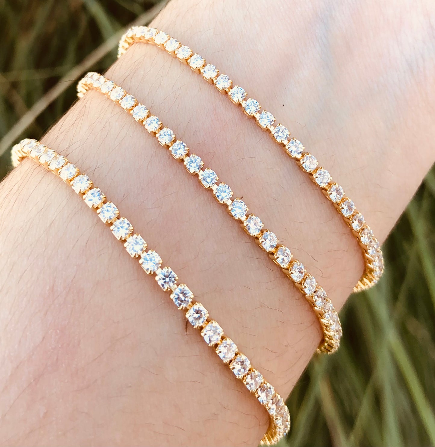 Pulseras Tipo Tenis Doradas