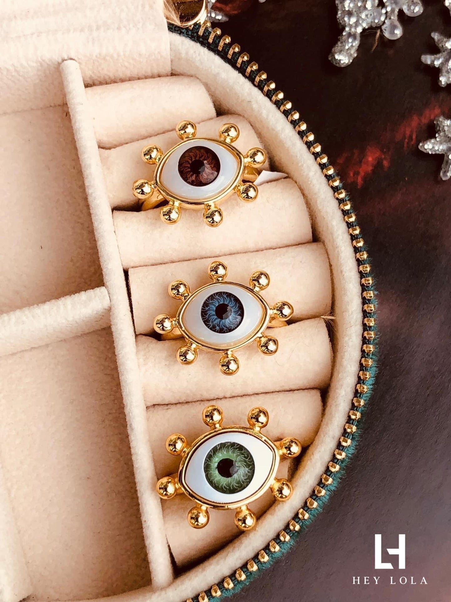 Broches de ojo protector chapados en oro de 18K