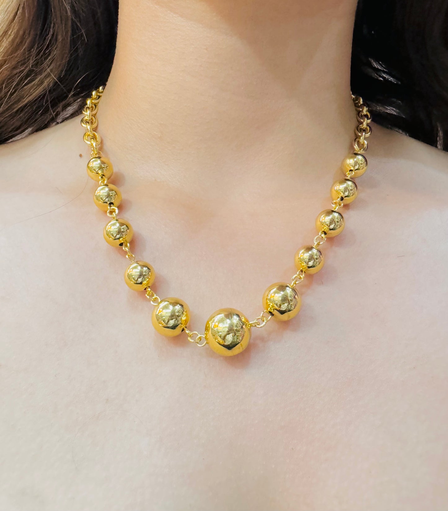 Collar de Bolitas Chapado en Oro 18K