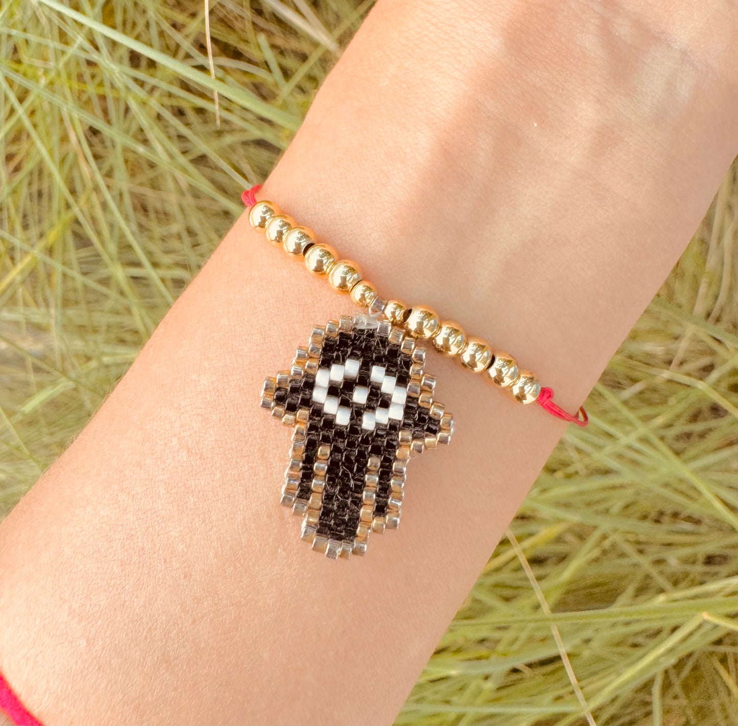Pulseras Hamsa con cuentas tejidas a mano