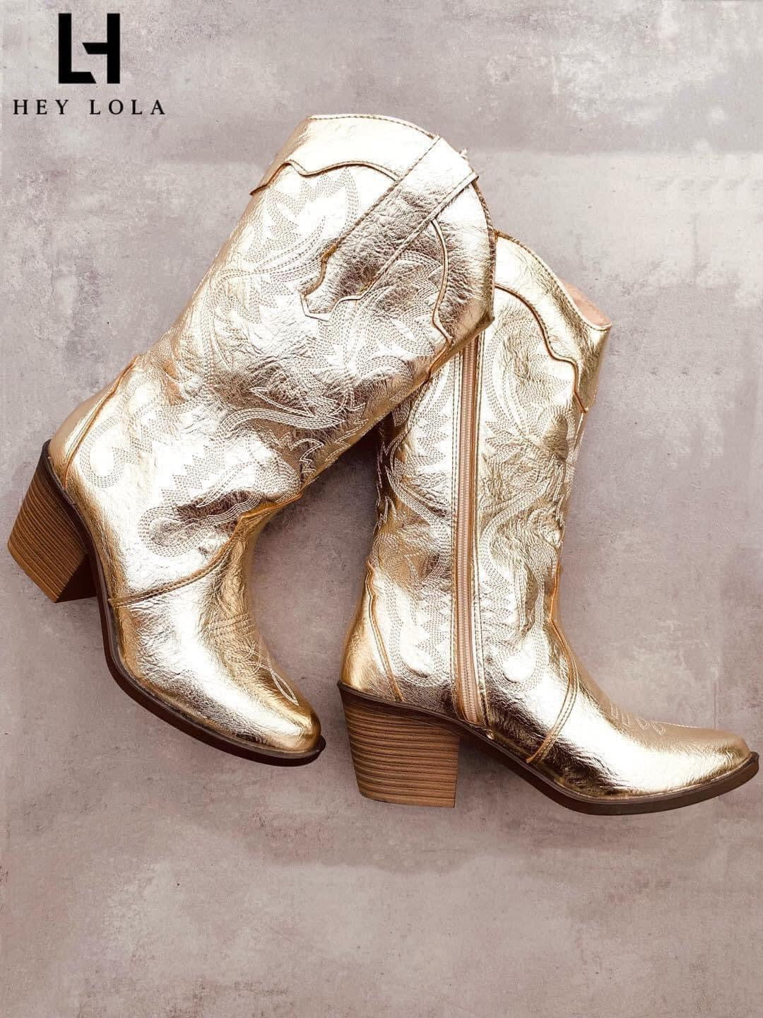 Bota Vaquera Dorada