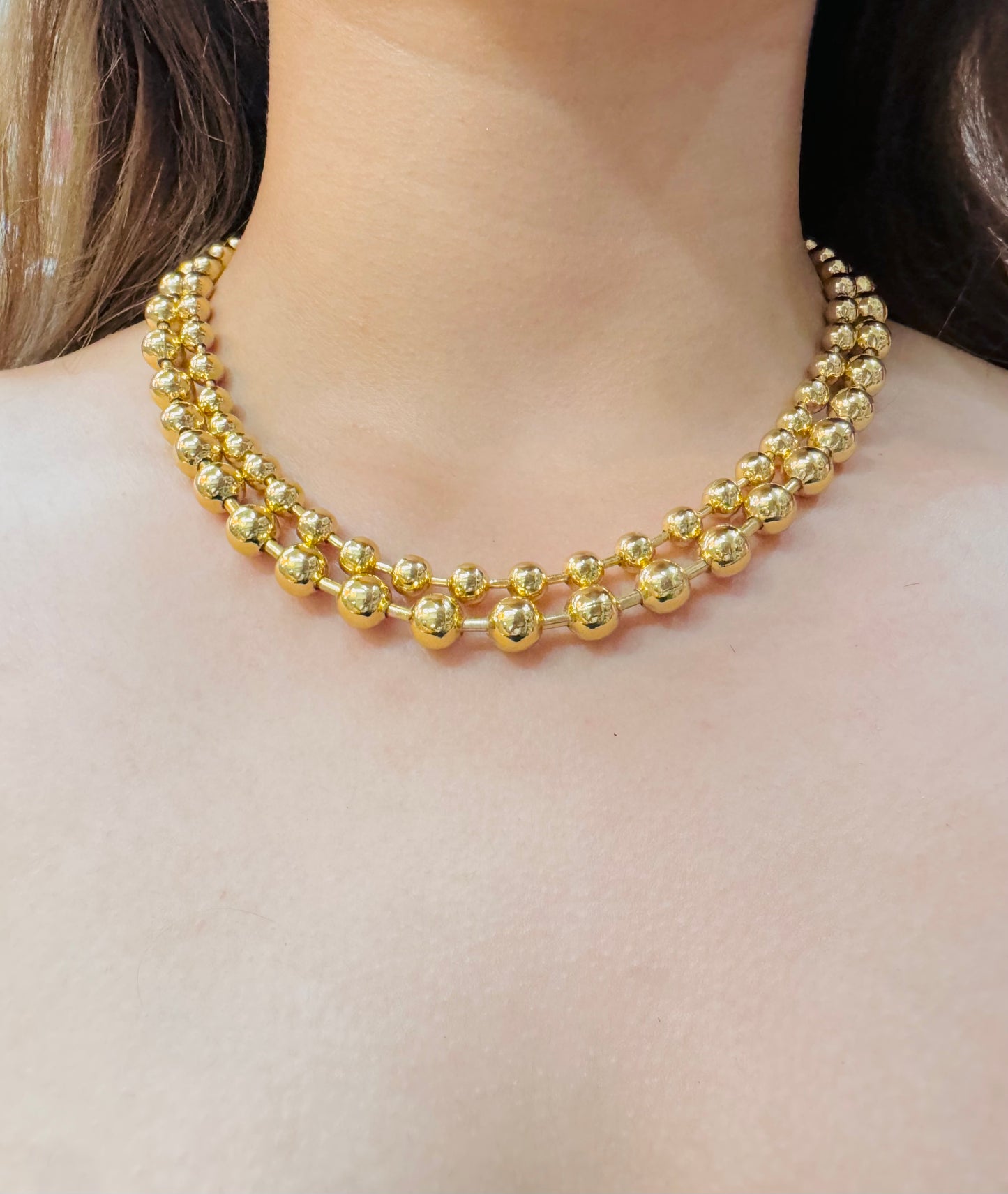Collar de Bolitas Chapado en Oro 18K