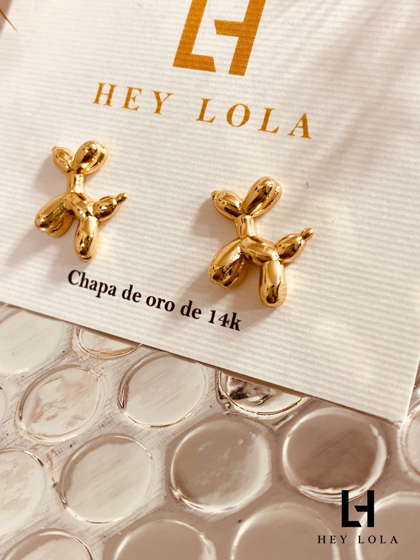 Aretes de Perro Globo Chapados en Oro