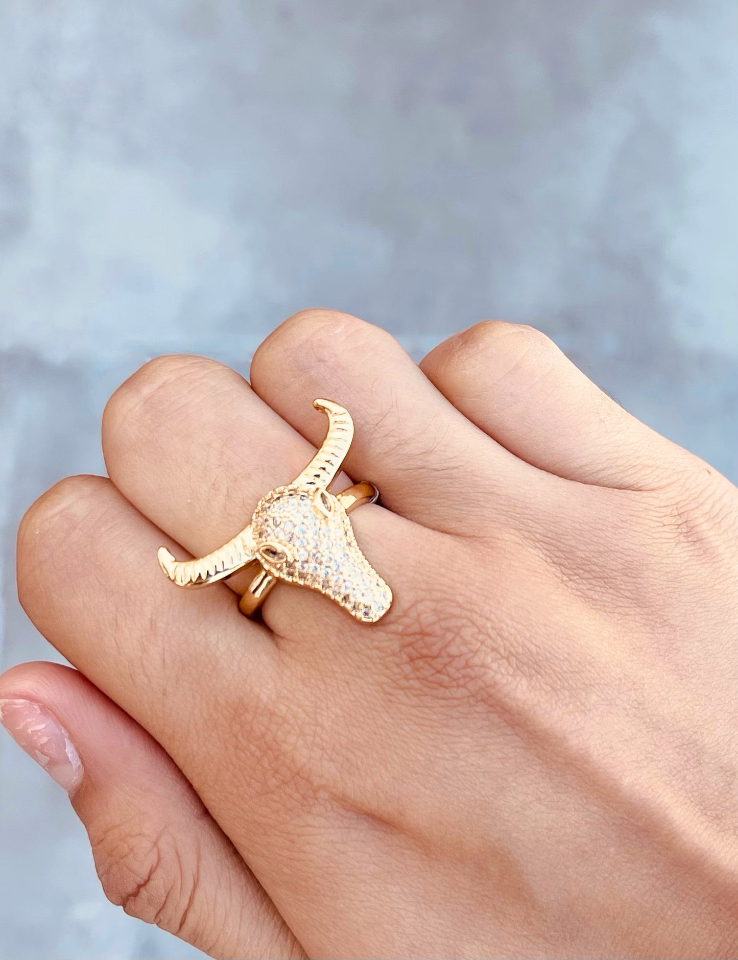 Anillo Cabeza de Toro con Cristales