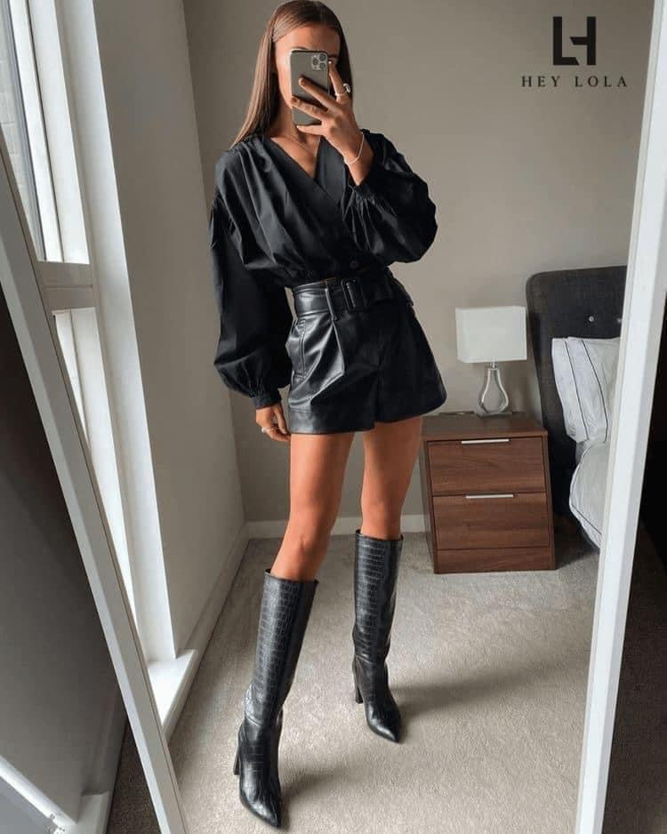 Bota Vaquera Negra con Estilo Cocodrilo