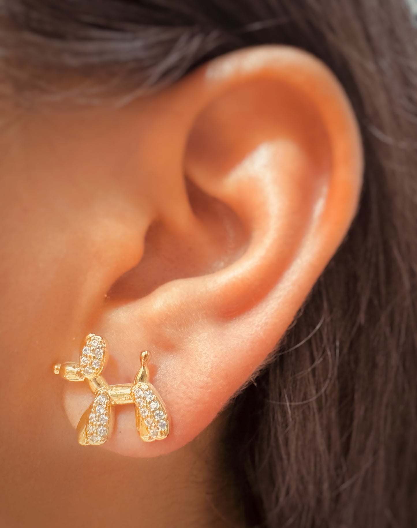Aretes de Perro Globo con Cristales