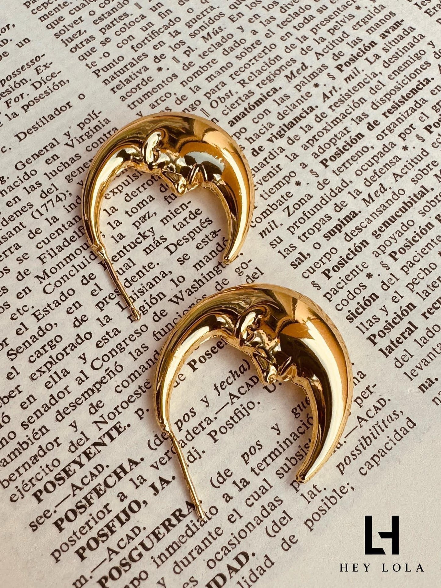 Aretes Luna Dorados - Hey Lola