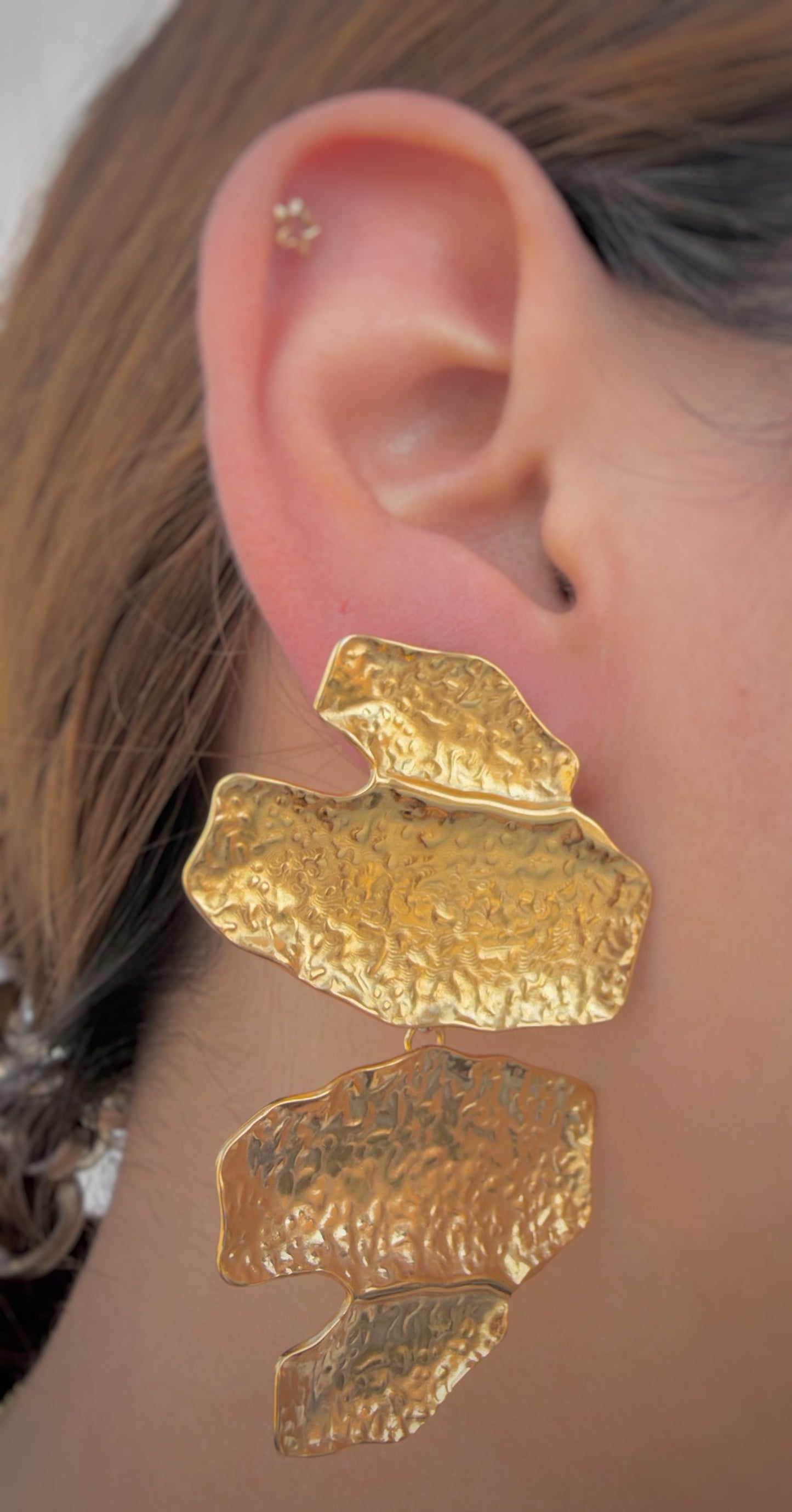 Aretes Dorados Textura Orgánica