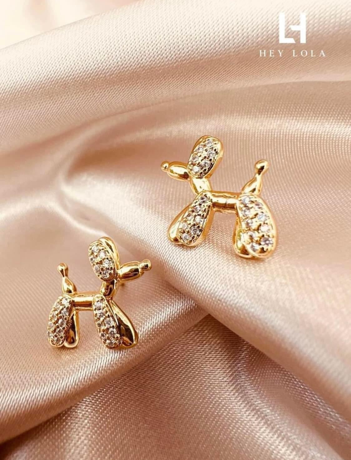 Aretes de Perro Globo con Cristales