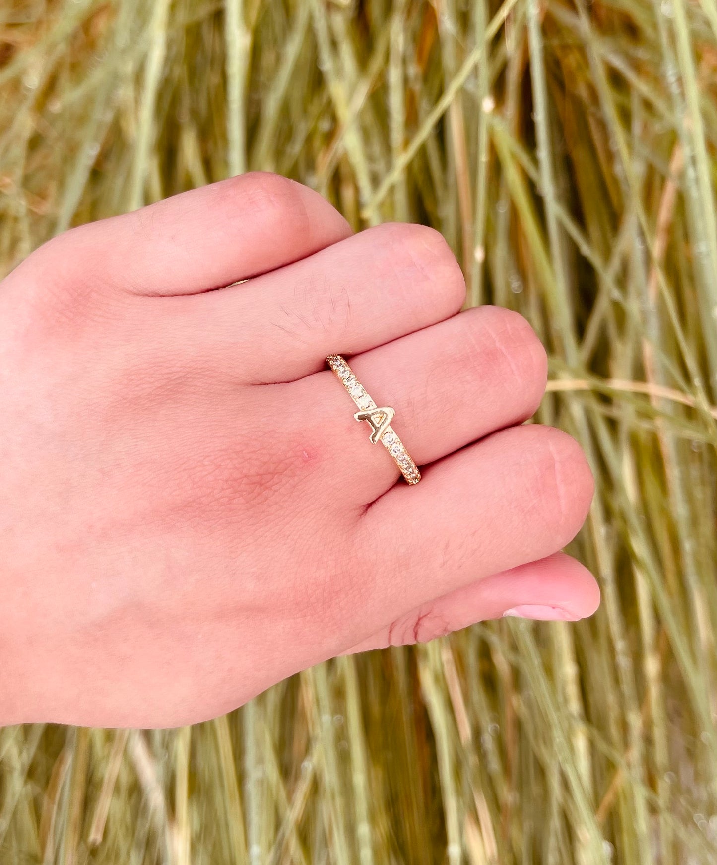 Anillos de Inicial con Zirconia Chapados en Oro 18K