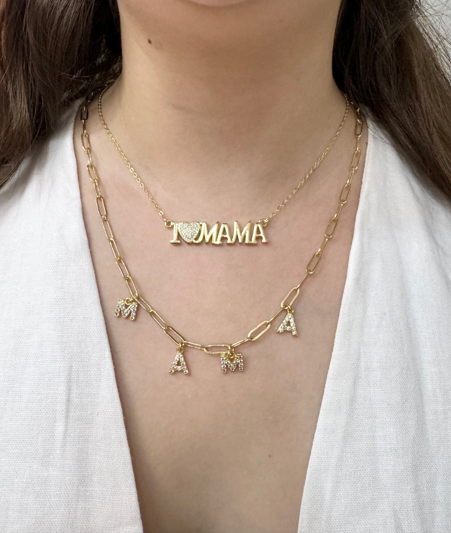 Collar ‘Mamá’ con Corazón de Zirconias
