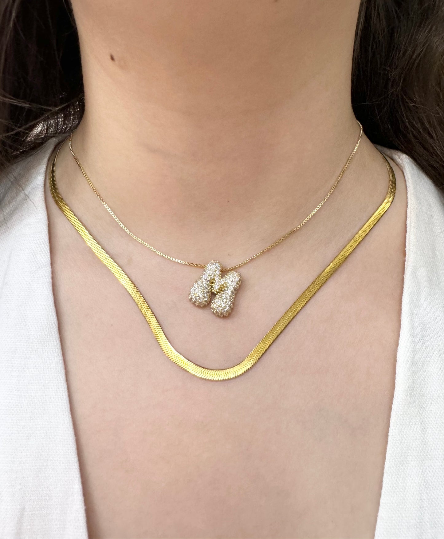 Collares inicial Shine con zirconia