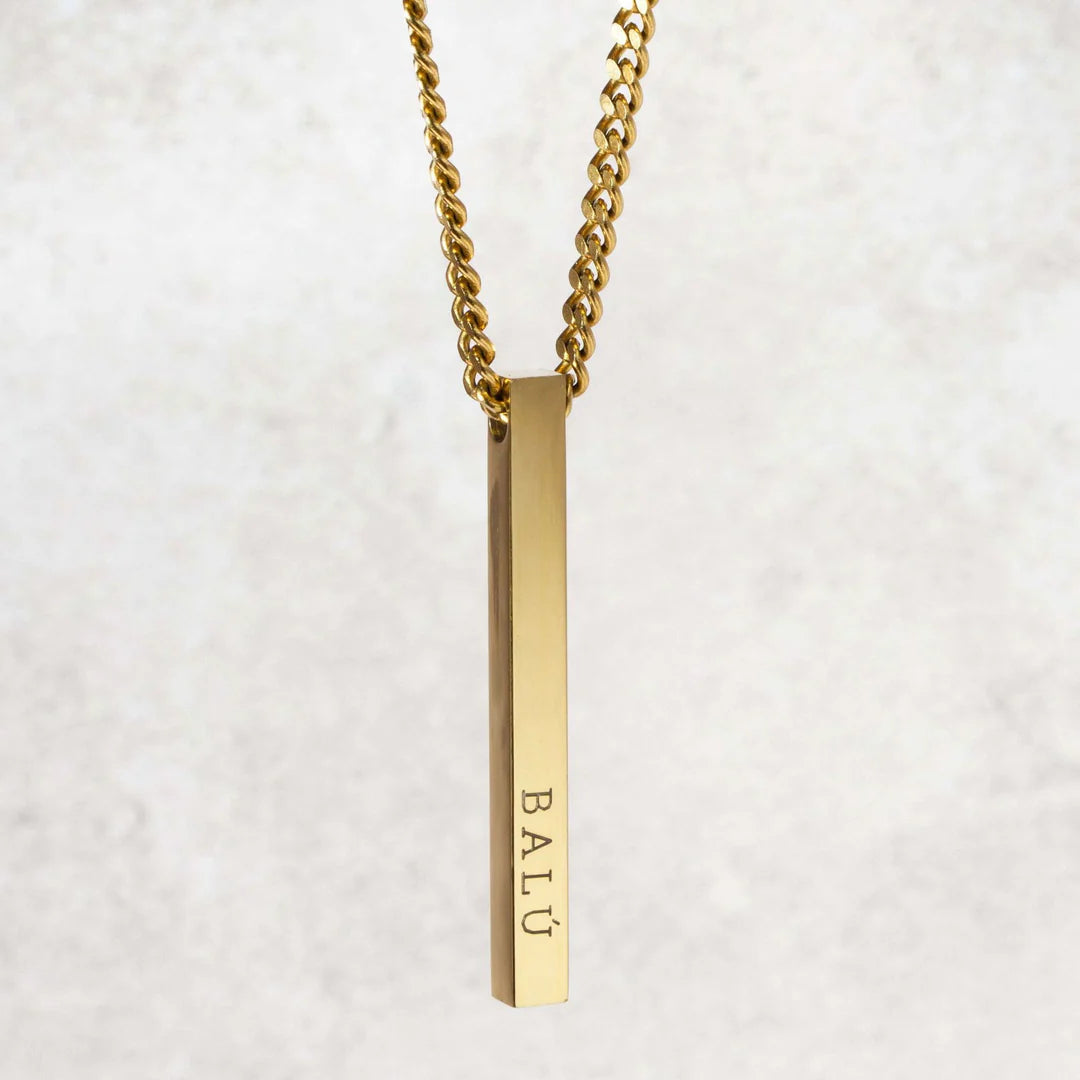 Collar Barra Personalizable – Acero Inoxidable Dorado