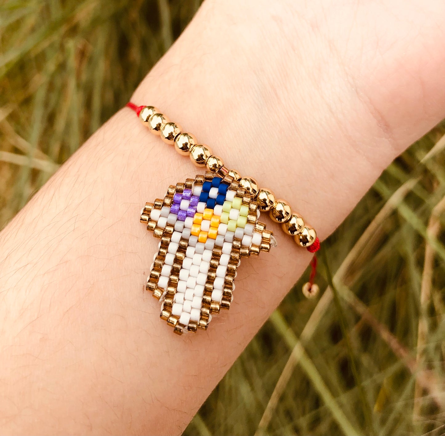 Pulseras Hamsa con cuentas tejidas a mano