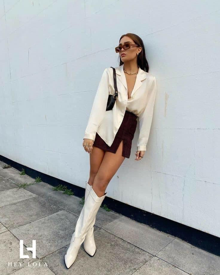 Bota Vaquera Blanca con Estilo Cocodrilo