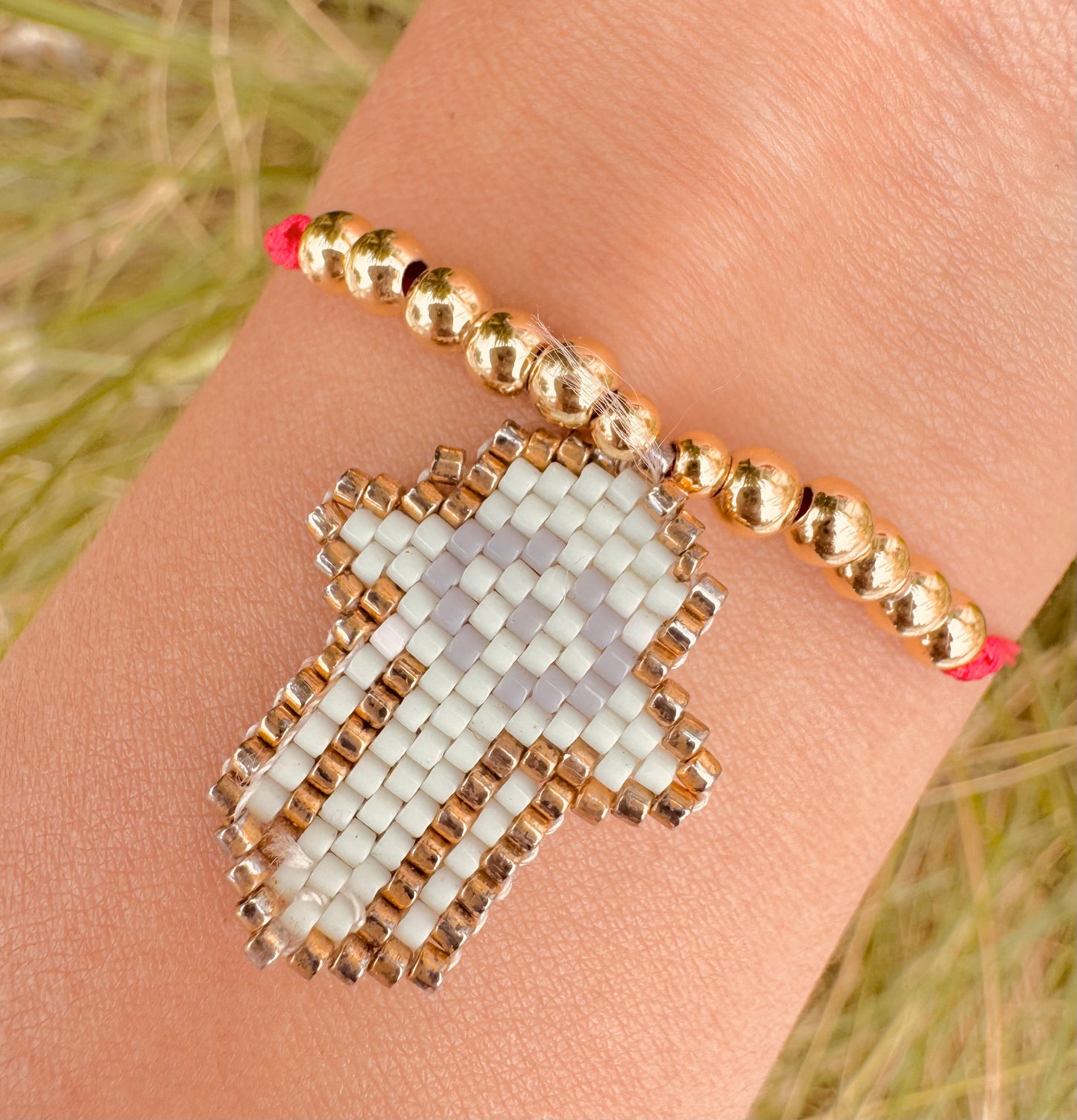 Pulseras Hamsa con cuentas tejidas a mano