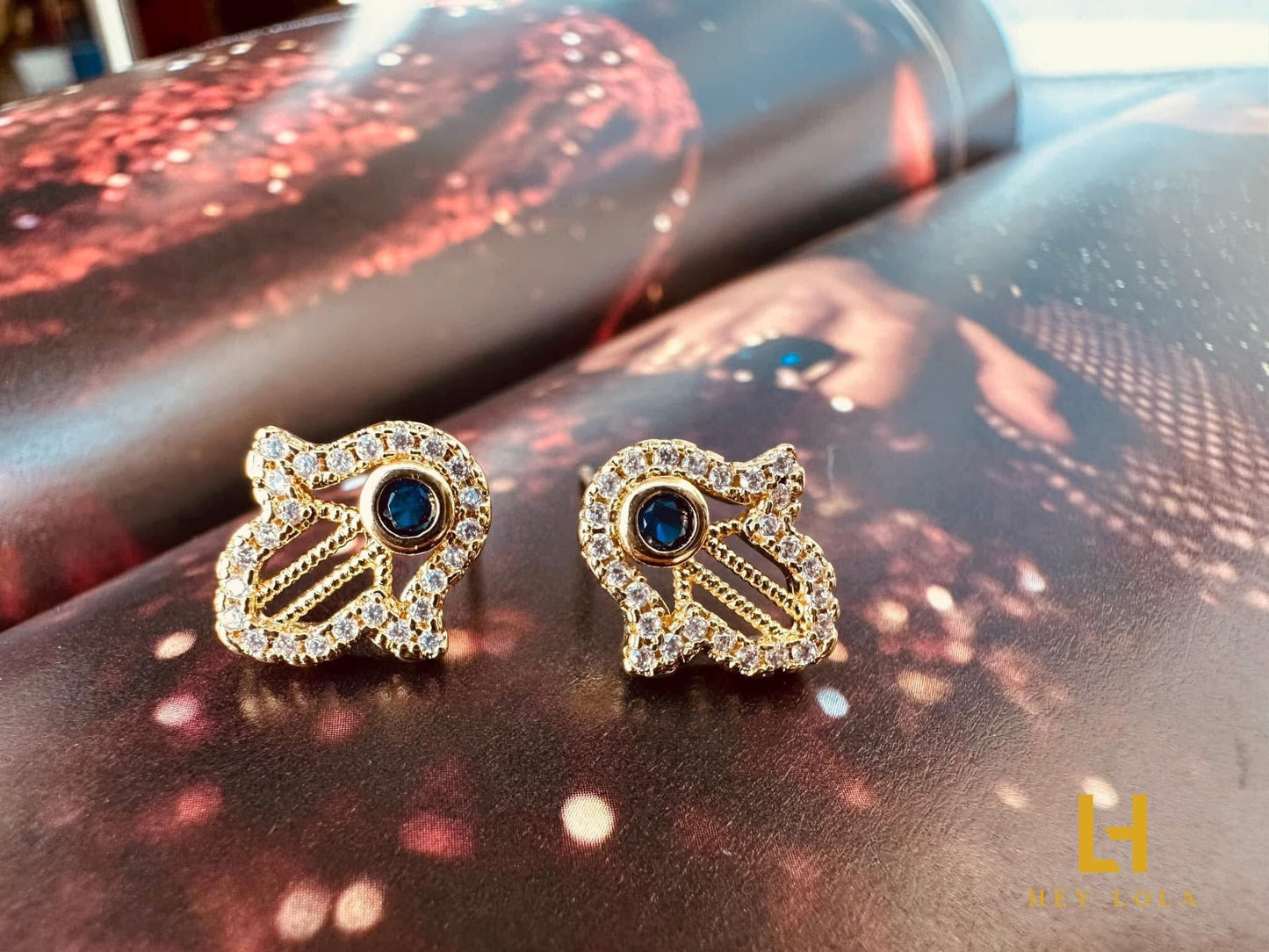 Aretes de Mano de Fátima con Cristales