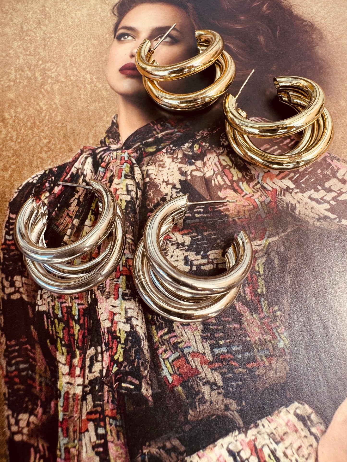 Aros Doble chicos Dorados y plateado - Heylola