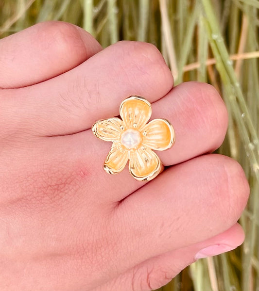 Anillo Flor Mini Perla
