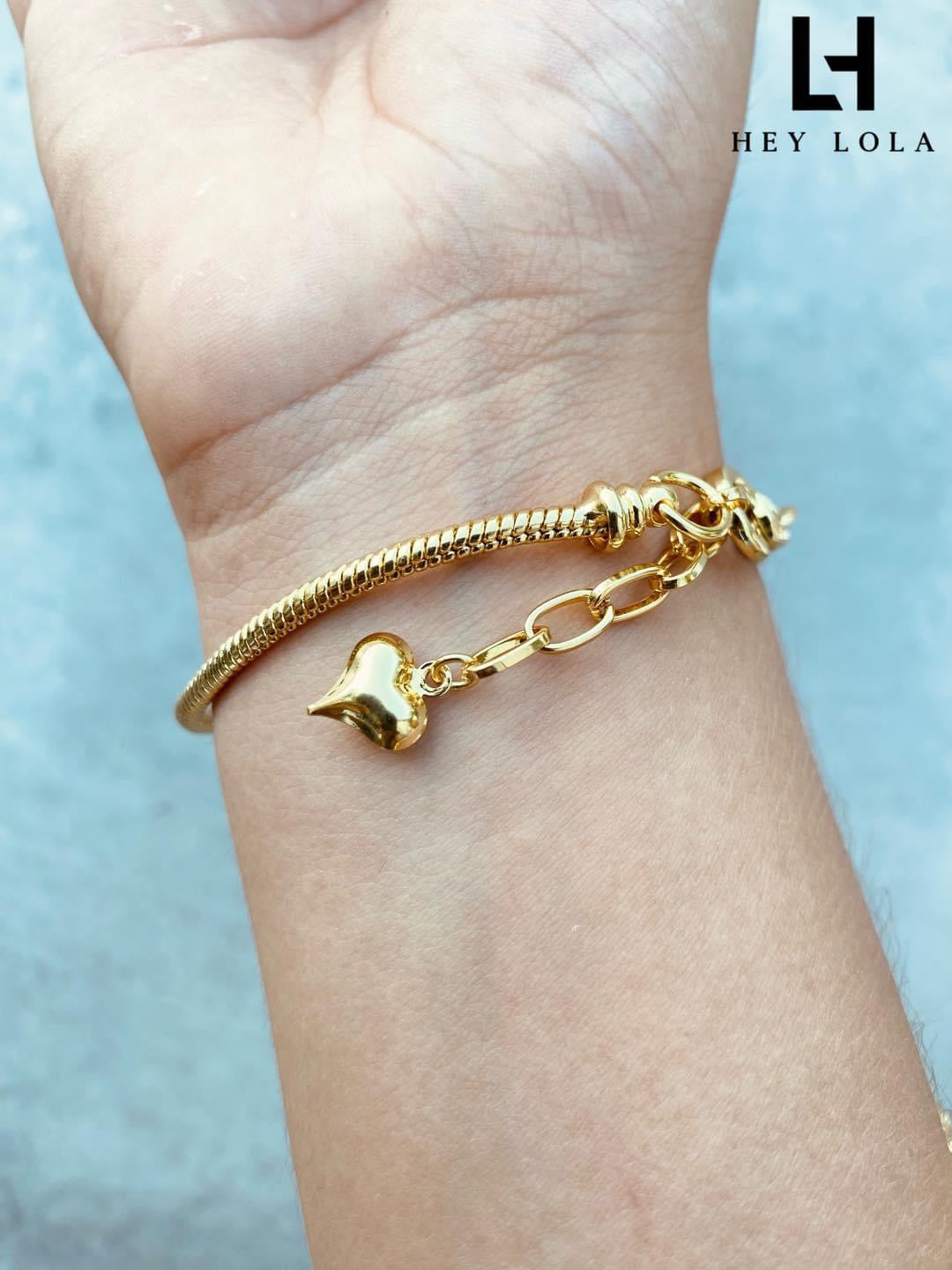Pulsera de Corazón Personalizable Chapada en Oro de 18K