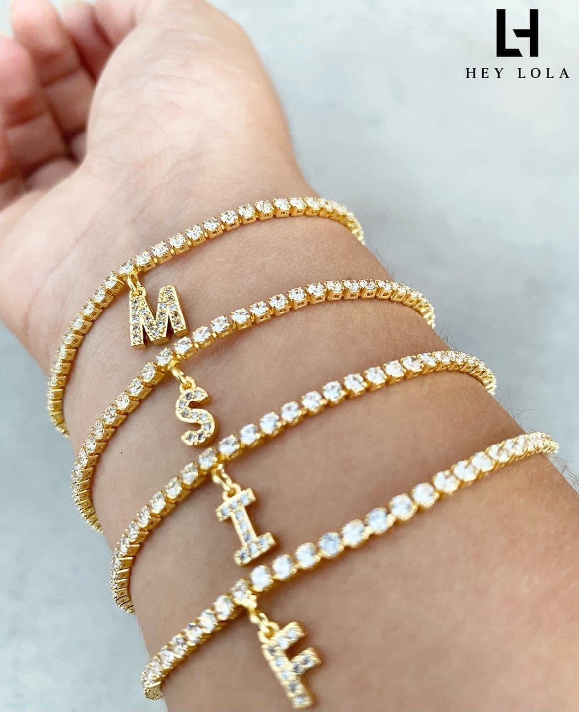 Pulseras Tipo Zirconias Personalizadas con Iniciales Chapadas en Oro