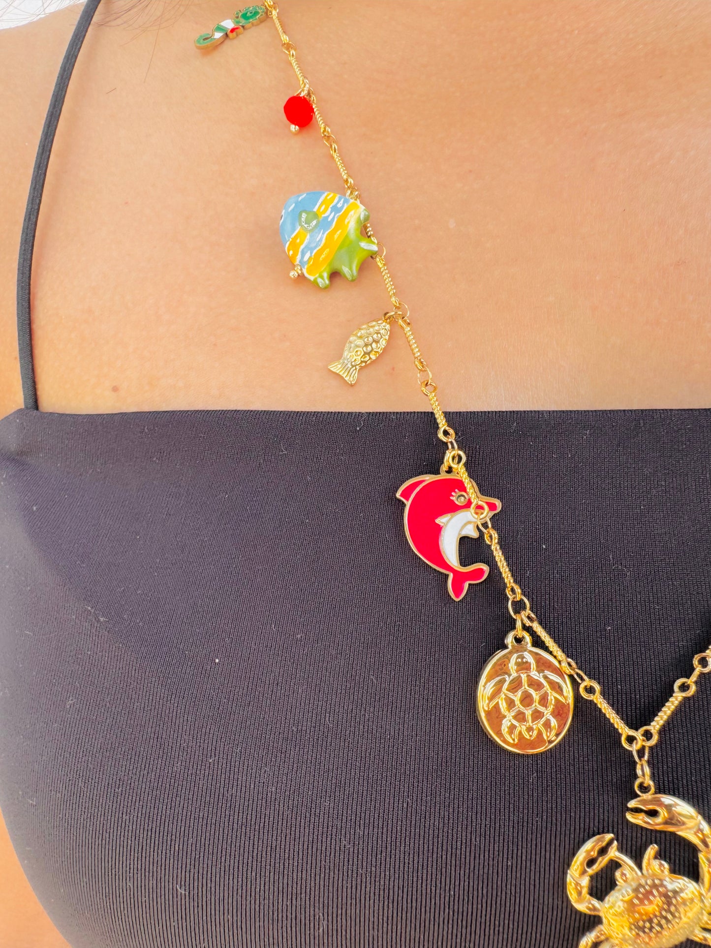 Collar Mar con Dijes y Cangrejo