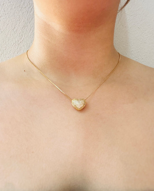 Collar Corazón Pavé Chapado en Oro 18K