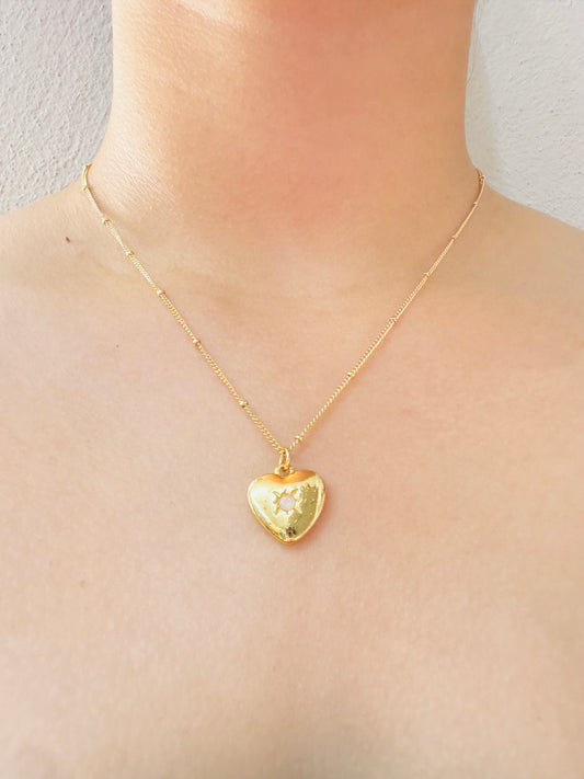 Collar Corazón Radiante Chapado en Oro 18K
