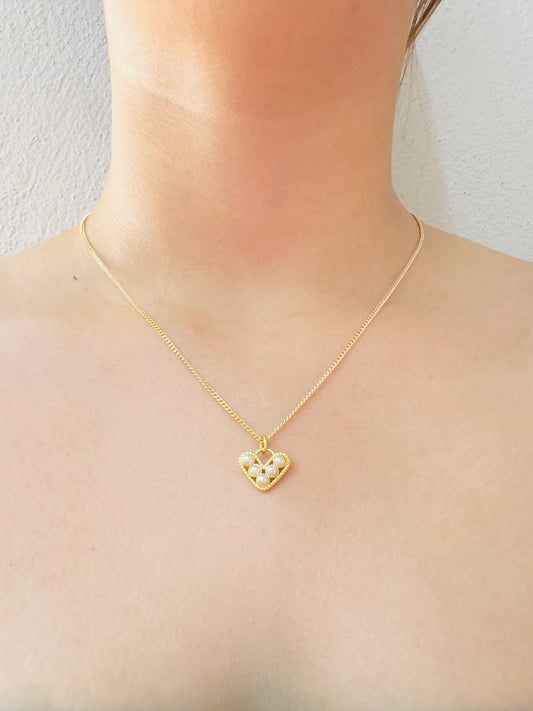 Collar Corazón Perlado