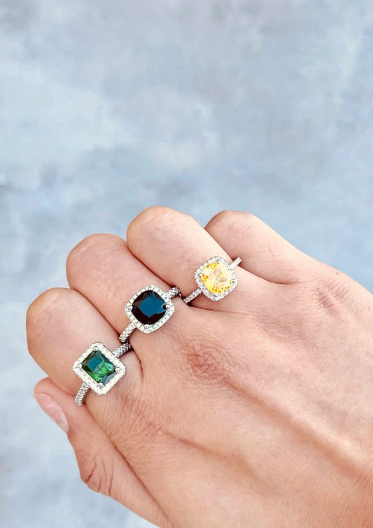 Anillo Halo Square Color