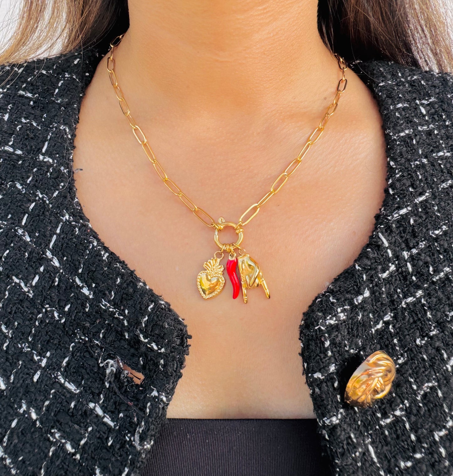 Collar Charm Dorado Lucky Vibes