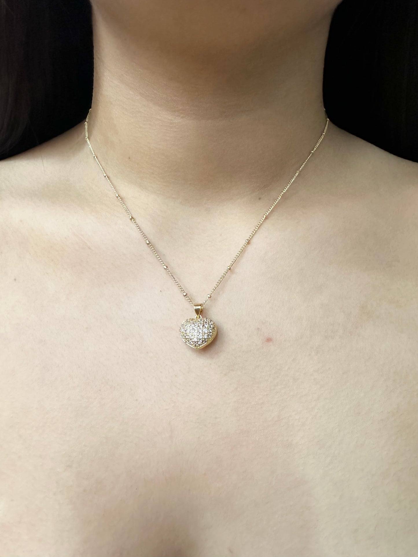 Collar Corazón Pavé Chapado en Oro 18K