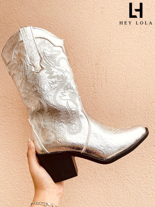 Bota Vaquera Plateada