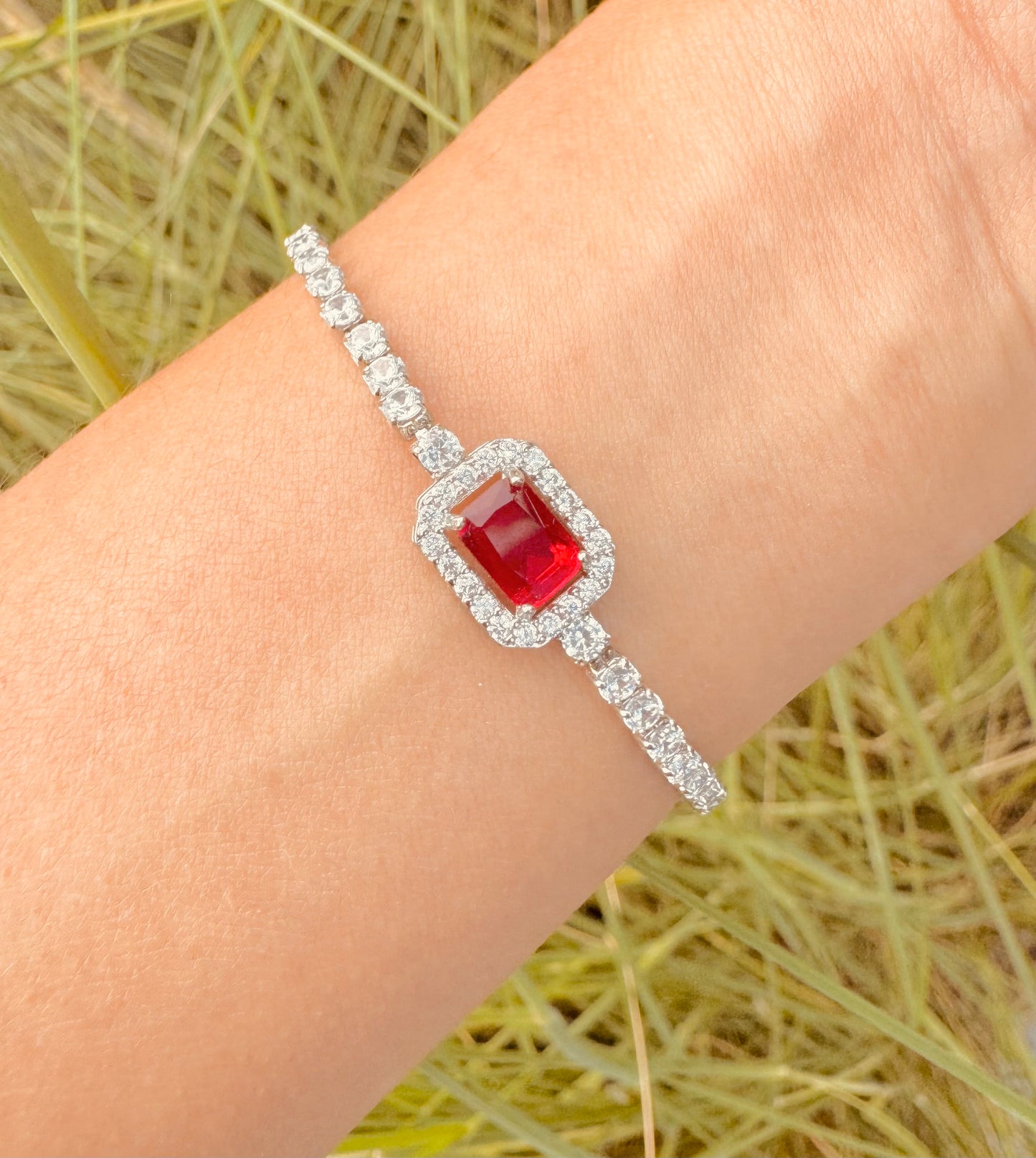 Pulseras Tipo Tennis con Cristales Rectangulares de Colores