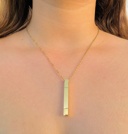 Collar Barra Personalizable – Acero Inoxidable Dorado
