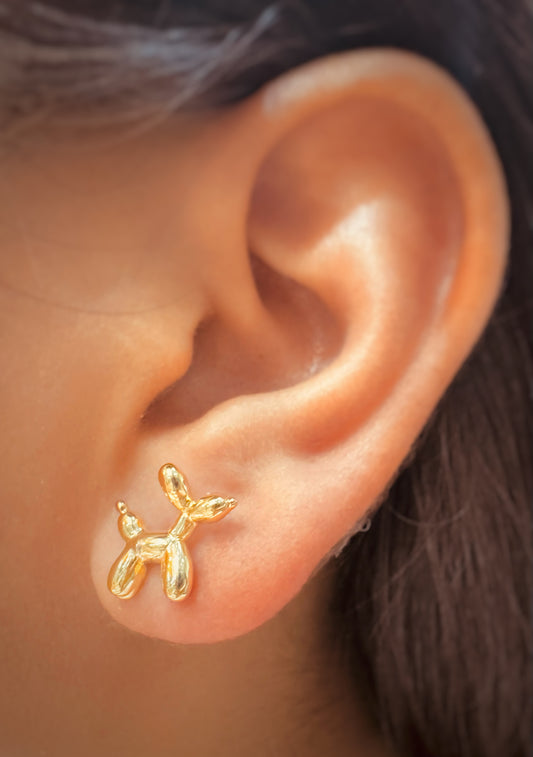 Aretes de Perro Globo Chapados en Oro