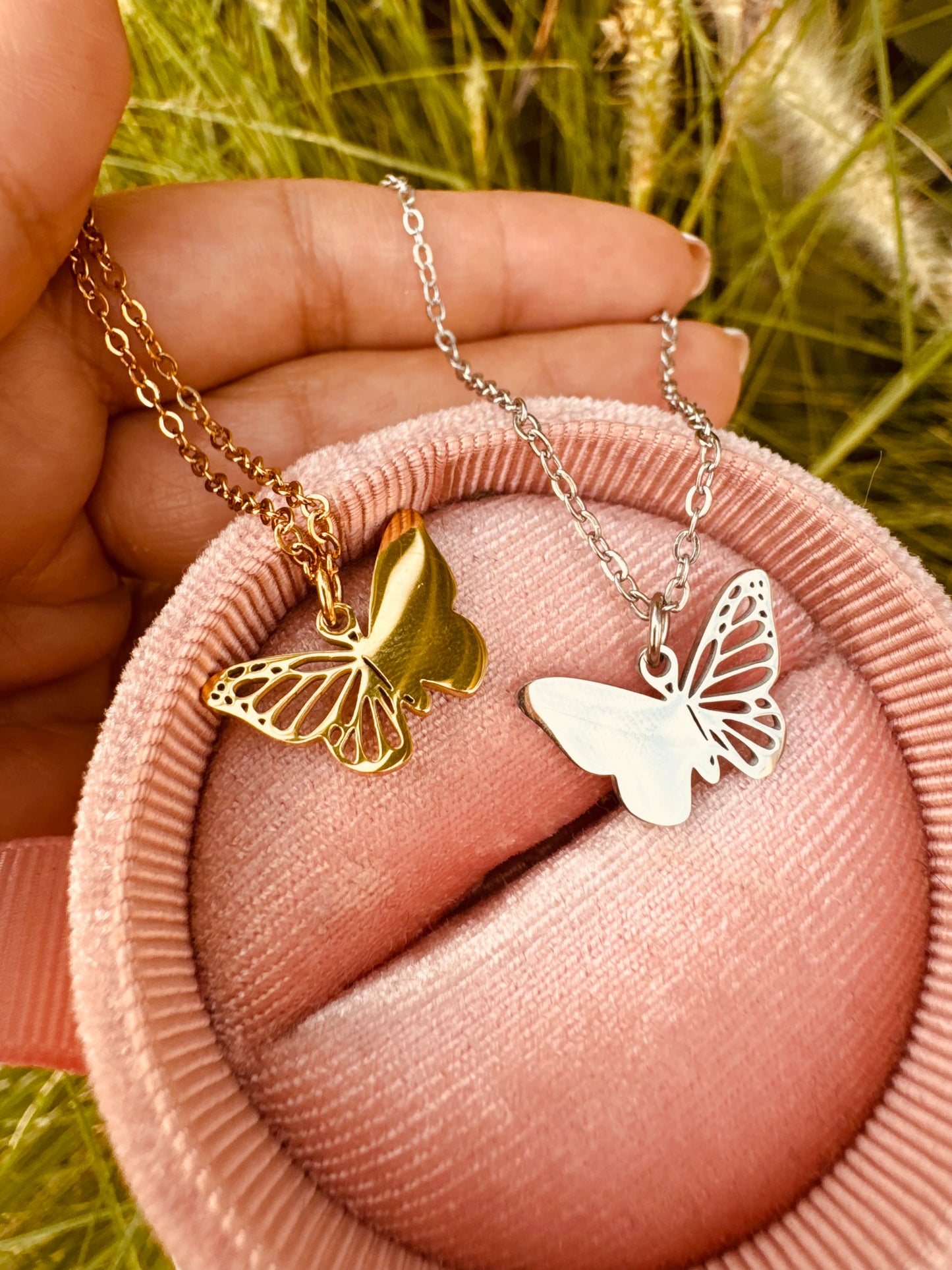 Collar Personalizado Mariposa en Acero Inoxidable