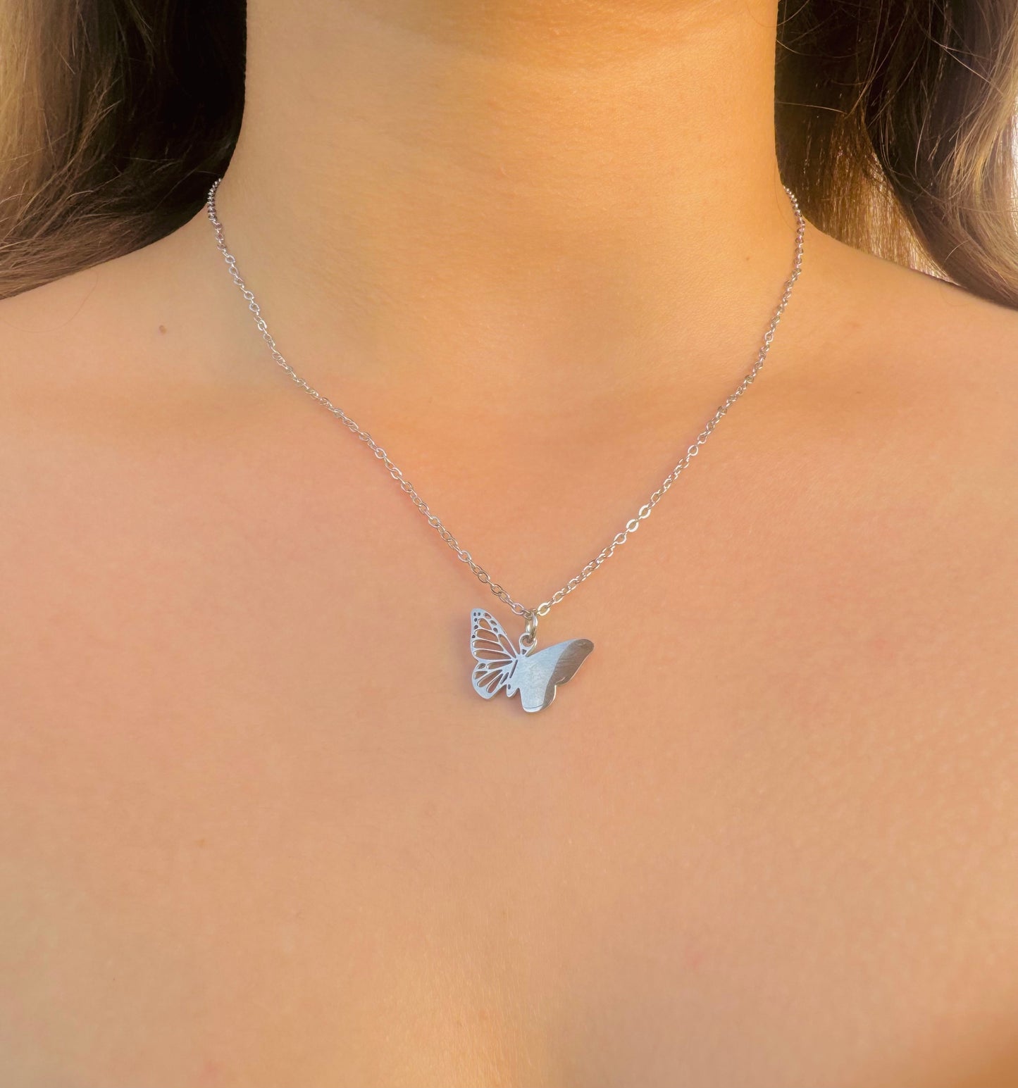 Collar Personalizado Mariposa en Acero Inoxidable