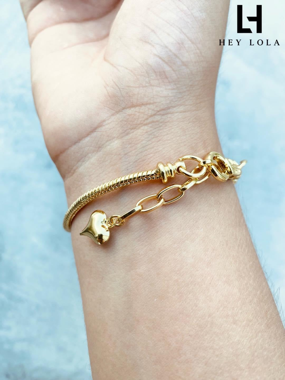 Pulsera de Corazón Personalizable Chapada en Oro de 18K
