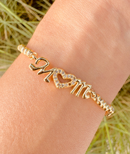 Pulsera MOM Corazón con Cristales