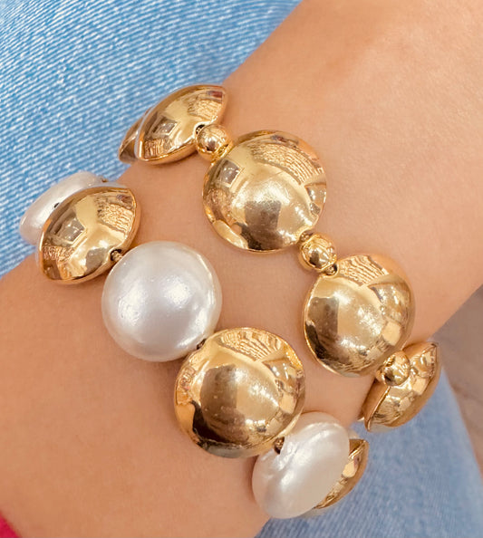 Pulsera de Perlas y Oro Pulido