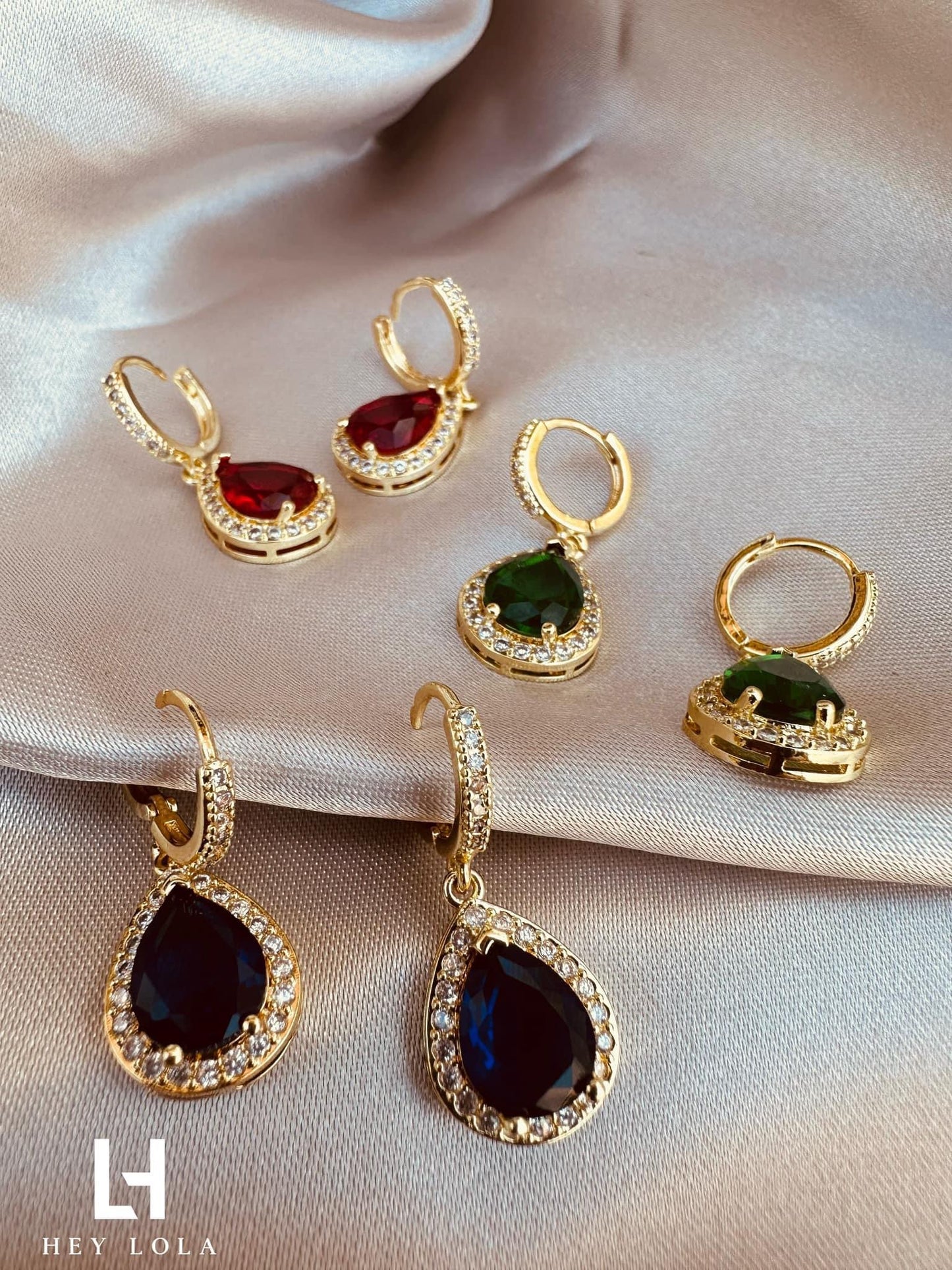 Aretes de Gota con Cristales