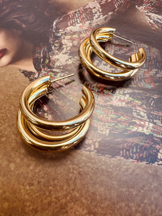 Aros Doble Grandes Dorados - Heylola
