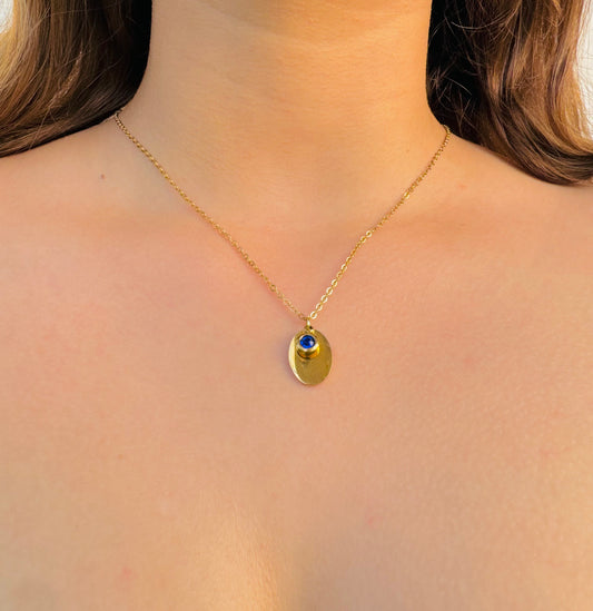 Collar Medalla con Piedra – Personalizable en Acero Inoxidable