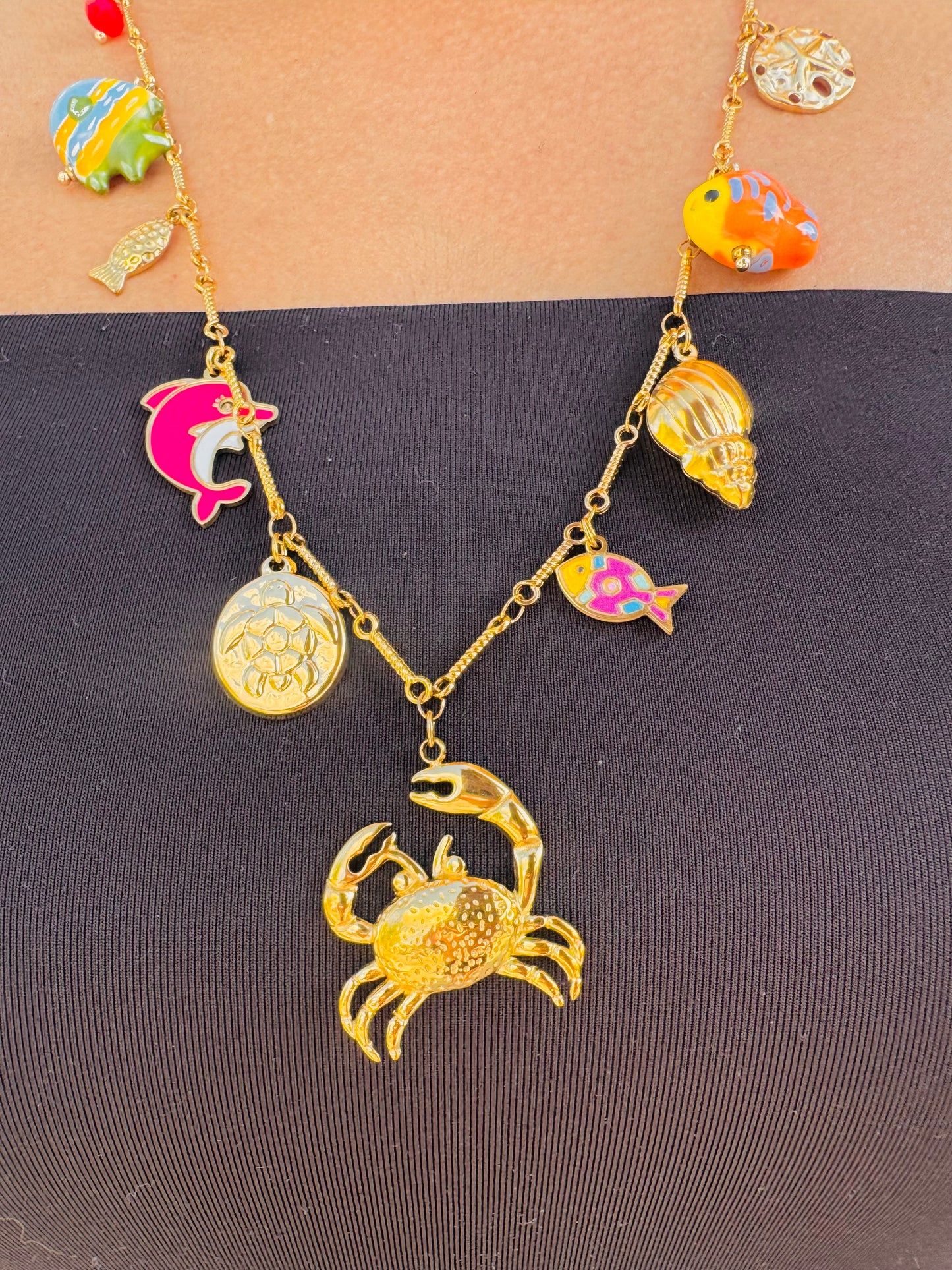 Collar Mar con Dijes y Cangrejo